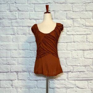 Anthropologie Deletta Brown Ruched Top
